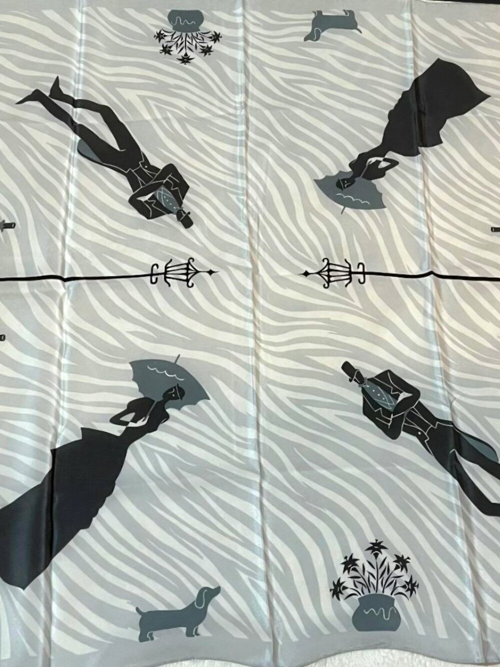 Vintage Soirée Silk Scarf 30" | Hand-Rolled Edges | Victorian, Dachshund Art